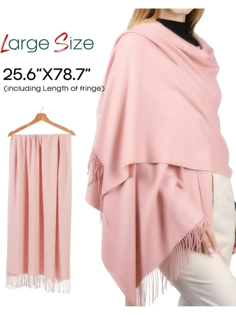 Women's Baby Pink Evening Dresses Blanket Imported Pashmina Shawl Scarves